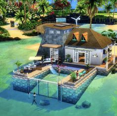 an artist's rendering of a house in the water