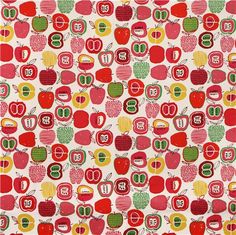 an apple pattern with numbers and apples on it