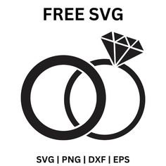 two wedding rings with a diamond on top and the words free svg above it