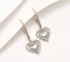 Shower your favorite jewelry fan in love -- and acknowledge what's meaningful to them -- with a gift of these double-heart Symbols of Love earrings. From JAI. Fine Jewelry Double Heart Earrings For Valentine's Day, Sterling Silver Double Heart Earrings, Elegant Double Heart Earrings As Gift, Valentine's Day Fine Jewelry Double Heart Earrings, Heart Earrings As Mother's Day Gift, White Gold Double Heart Diamond Earrings, Double Heart Charm Earrings For Anniversary, Fine Jewelry Double Heart Earrings As Gift, Elegant Double Heart Earrings As Gift For Her