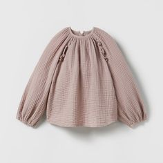 Cute Soft Textured Ruffled Shirt In Beige- Pale Pink For Baby Girl, Brand New With Labels, Pet And Smoke Free House Peplum Wrap Top, Zara Knitwear, Ruffled Shirt, Zara Sweatshirt, Kids Blouse, Girls Crop Tops, Floral Embroidered Top, Lace Trim Top, Round Neck Shirt