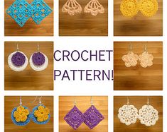 crochet patterns for earrings are shown here