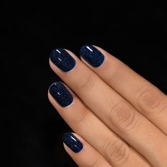 Navy Holiday Nails, Dark Blue Nails Short, Nails Dark Blue, Ilnp Nail Polish, Accent Nail Designs, Navy Nails, Navy Blue Nails, Nail Color Combos, Glitter Accent Nails