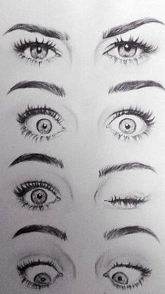 a drawing of eyes with different lashes