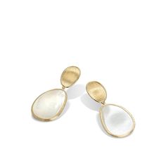 two pairs of gold and mother - of - pearl earrings