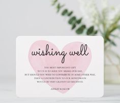 a card with the words wishing wolf on it and a pink heart in the middle