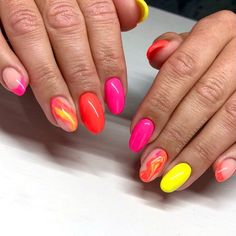 Bright Holiday Nails, So Be It, Holiday Acrylic Nails, Bright Summer Nails, Bright Nails, Nails Gel, Neon Nails, Orange Nails, Yellow Nails