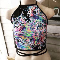 Halter Top Trippy Acid Neon Festival rave outfit EDC ravewear Dance Wear A personal favorite from my Etsy shop https://www.etsy.com/listing/583807241/halter-top-requiem-acid-trippy-neon-crop Outfit Edc, Rave Outfits Edc, Rave Dance, Rave Shirts, Raver Girl, Festival Rave Outfit, Rave Fits, Dance Festival, Argentine Tango