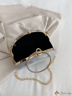 BirdinBag - Glittered Mini Circle Bag with Ring Strap - Perfect for Parties Trendy Metal Evening Bag, Trendy Metal Evening Bags, Trendy Evening Metal Bags, Silver Metal Shoulder Bag For Party, Glamorous Silver Metal Bag, Glamorous Silver Metal Bags, Rectangular Metal Bags For Events, Rectangular Metal Bag For Events, Chic Metal Bag For Party