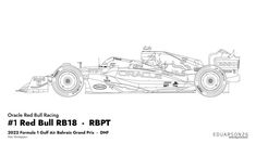 the red bull racing car is shown in black and white, as well as an outline drawing