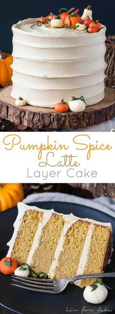 pumpkin spice latte layer cake with white frosting