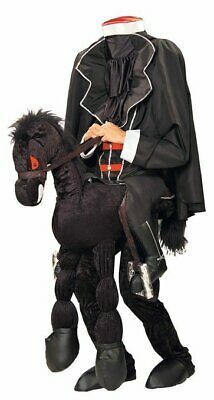 a man riding on the back of a black horse wearing a cape and holding an umbrella