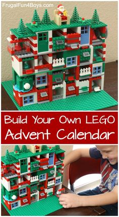 the build your own lego advent calendar is shown with instructions for how to use it