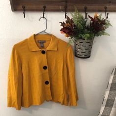 Great Condition! Material Looks New And Unworn. Snap Buttons. 3/4 Sleeves. Sorry For The Wrinkles! Needs Ironed/Steamed. Rich Mustard Color! Spring Cardigan With Buttons And 3/4 Sleeves, Spring Cardigan With 3/4 Sleeves And Buttons, Fall 3/4 Sleeve Cardigan With Buttons, Fall Cardigan With 3/4 Sleeves And Buttons, Fall 3/4 Sleeve Cardigan, 3/4 Sleeve Cardigan With Buttons For Fall, Mustard Cardigan, Mustard Color, Wrinkles