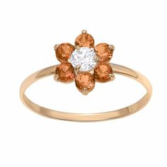 10KT Yellow Gold Birthstone Flower Ring; Size 3 Unique Meaning, A Symbol, Birth Month, Good Fortune, Ancient Times, Flower Ring, Wedding Shop, Types Of Metal, Fashion Rings