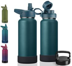 PRICES MAY VARY. INSULATED WATER BOTTLE: Featuring advanced vacuum insulation technology, CIVAGO 32 oz water bottle keeps your drink HOT for 12 hours and COLD for up to 24 hours, allowing you to enjoy icy cold drinks after intense workouts or hot coffee while winter camping WATER BOTTLE WITH STRAW AND LEAKPROOF LIDS: Our sports water bottle is equipped with 3 lids: 1 flip-up straw lid, 1 easy-twist spout lid and 1 portable handle lid. All caps allow for easy one-handed or hands-free sipping when 1 Liter Water Bottle, Water Flask, Camping Water, Indoor Workout, Metal Water Bottle, Thermal Mug, Water Tumbler, Bottle With Straw, Winter Camping