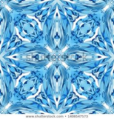 an abstract blue and white pattern with leaves on the center, as if it were made from