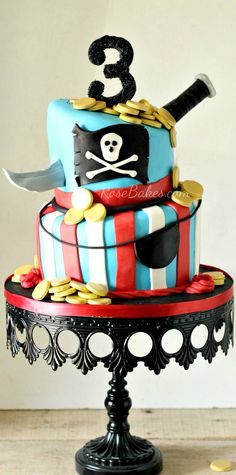 a pirate themed birthday cake on top of a table