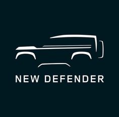 the new defender logo is shown on a black background with white lettering and an image of a