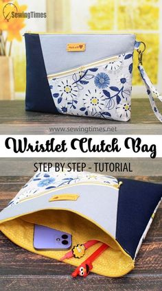 the wristlet clutch bag sewing pattern is easy to sew