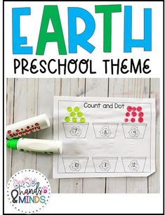 an earth preschool theme with the words count and dot