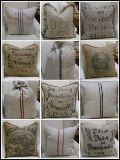 many different types of pillows on display