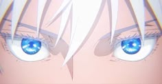 an anime character with long white hair and blue eyes looks at the camera while staring straight ahead