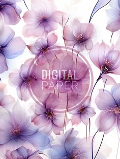 digital paper with purple flowers on it