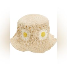 Nordstrom Pb Crochet Bucket Hat Crochet Bucket, Crochet Bucket Hat, Bright Flowers, Bucket Hats, Bucket Hat, Cotton Blend, Nordstrom, Women Accessories, Cream