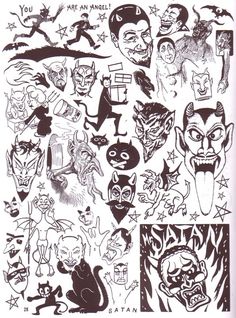 an old school tattoo design with many different faces