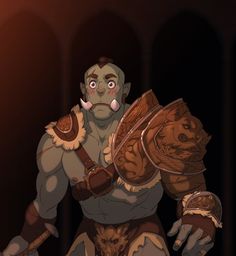 an animated image of a demon with horns and armor