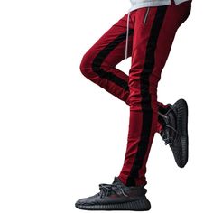 New Casual Pants Stand Alone Wish AliExpress Hot Style Men's Sports Pants Hit Color Cotton Straight-Leg Pants - Blue Force Sports Sporty Red Cotton Sweatpants, Red Cotton Sweatpants For Jogging, Red Cotton Joggers For Jogging, Red Joggers With Pockets For Jogging, Red Stretch Sweatpants For Streetwear, Red Cotton Hip Hop Pants, Hip Hop Red Cotton Pants, Red Cotton Sporty Joggers, Sporty Red Cotton Joggers