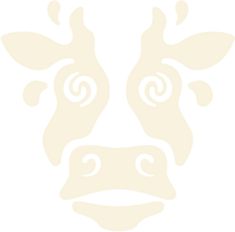 a cow's face is shown in the shape of a cow's head