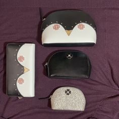 New Never Used, Original Tag Inside! This Super Cute Kate Spade Frosty Large Continental Wallet Has A Penguin Face On The Front! Originally $230 Frosty Triple Dome Cosmetic Set! Russian Nesting Doll Of Bags Each One Fits Inside The Other! First One Has The Penguin Face Second Bag Is Black Third Is A Fun Sparkly Silver! Super Cute For Using It For A Makeup Bag , Coin Purse Or Travel Bag! Originally $230 Let Me Know If You Need More Pics Or Have Any Questions! Kate Spade White Leather Wallet, Luxury Kate Spade Wallet For Evening, Kate Spade Luxury Evening Wallets, Luxury Kate Spade Wallets For Evening, White Kate Spade Wallet For Everyday Use, Luxury Everyday Kate Spade Wallets, White Kate Spade Wallets As Gift, Kate Spade Wallet Pink, Kate Spade Card Holder