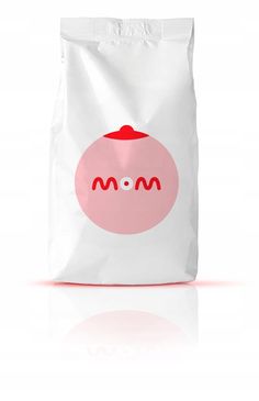 a bag with the word mom written on it and a red object in the middle