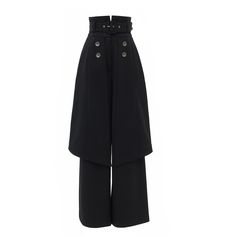 Wide Leg Trousers With Skirt Overlay Black | Julia Allert | Wolf & Badger Elegant High-waist Culottes With Belt Loops, Formal High-waisted Wide Leg Pants For Winter, Fitted High-waist Elegant Culottes, Fitted Winter Bottoms With Belt, Fitted Belted Bottoms For Evening, Winter Fitted Bottoms With Belt, Evening Fitted Belted Bottoms, Fitted High-waisted Black Culottes, Black Fitted High-waist Culottes