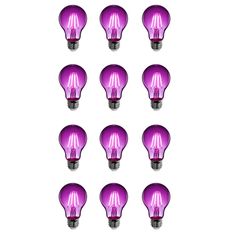 purple light bulbs are arranged in a row