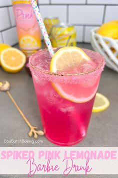 the pink lemonade sparkle drink is ready to be served