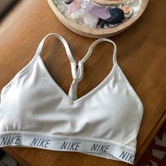 Brand New. Stretchy And Comfy With Adjustable Straps & Removable Pads Size: Xs Casual White Workout Bra, Casual White Bra, Nike White Sports Bra With Medium Support, Sporty Loungewear Bra, Nike White Sports Bra For Training, Nike White Fitted Sports Bra, Cute Sports Bras Nike, Nike White Sports Bra, White Sports Bra With Built-in Bra For Loungewear