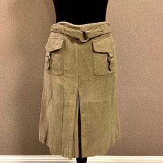 Etcetera Suede Skirt With Buckle Details. Lined. Front Pleat. Side Zip. Hits At Knee On 5’ 7” Female. Never Worn Skirt With Buckle, Suede Skirt, Side Zip, Womens Skirt, A Line, Buckle, Size 6, Skirt, Women Shopping