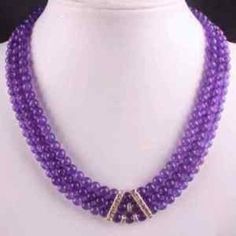 Pretty 3rows 6mm Russican Amethyst Round Beads Necklace | eBay Purple Beads Necklace, Beads Necklace Indian, Jade Bead Necklace, Round Bead Necklace, Purple Beads, Beads Jewellery, Gemstone Beaded Necklace, Handmade Jewelry Designs, Amethyst Necklace