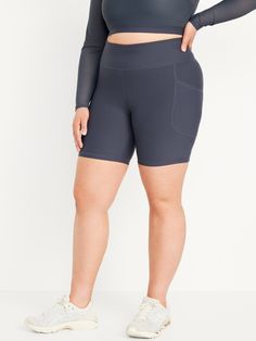 pull-on waist hip pockets fit your phone go-dry wicks moisture sits at belly button fitted hits above knee 8" regular inseam models are approx.  5'9" and wear sizes s (4), l (12) and xl (18)machine wash according to the care instruction label Stretch Bottoms With Pockets, Mid-thigh Length, Stretch Mid-thigh Bottoms With Pockets, Short Length Comfort Stretch Activewear For Workout, Casual Micro-elastic Biker Shorts With Built-in Shorts, Functional Activewear With Built-in Shorts And Short Inseam, Blue Fitted Go-dry Biker Shorts, Fitted Blue Go-dry Biker Shorts, Casual Micro-elastic Mid-thigh Biker Shorts, High Stretch Sports Shorts With Pockets