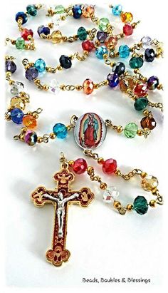 Spiritual Rosary With Colorful Beads As Gift, Cheap Handmade Spiritual Rosary, Beaded Crucifix Rosary As Gift, Spiritual Beaded Rosary For Jewelry Making, Rosary Hand Made, Pearl Rosary, Rosary Prayer, Dainty Diamond Necklace