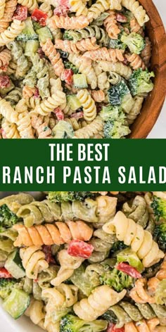 pasta salad with broccoli and carrots in a bowl