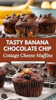 tasty banana chocolate chip cottage cheese muffins