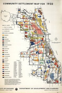 an old map shows the different areas in chicago