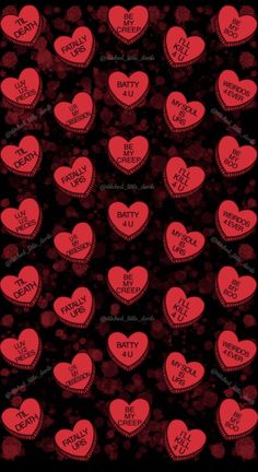 valentine's day wallpaper with hearts in red and black colors on a dark background