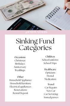 Sinking Fund Categories
Budget 
Saving
Money Sinking Fund Categories, Budget Planner Ideas, Sinking Fund, Money Planner, Money Saving Methods, Financial Budget, Money Saving Techniques, Personal Finance Budget, Bill Tracker