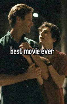 two people standing next to each other with the words best movie ever