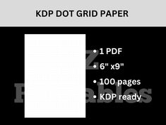 the kd dot grid paper is shown in black and white with text on it